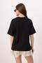 Siyah Nakışlı/İşlemeli Oversize/Geniş Kalıp %100 Pamuk Örme T-Shirt TWOSS26TS00165 - 4