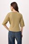 Açık Haki Regular/Normal Kalıp Düşük Kol Truvakar Tok %100 Pamuk Örme T-Shirt TWOSS26TS00198 - 4