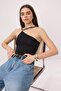 Black Body-Fitting Asymmetric Collar Thin Strap Sleeveless Stretchy Knitted Bodysuit Twoss26Bd00018 - 4