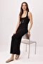 Siyah Bodycon Kare Yaka Kalın Askılı Kolsuz Maxi Soft Touch Örme Elbise TWOSS26EL00631 - 2