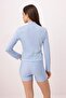 Açık Mavi Vücuda Oturan Fermuarlı Dik Yaka Örme Spor Ceket/Sweatshirt TWOAW23BZ00592 - 6