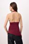 Bordo Fitted/Vücuda Oturan Boyundan Bağlamalı Kolsuz Yumuşak Örme Bluz TWOSS26BZ00361 - 4