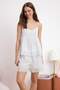 White More Sustainable Scallop Detailed Viscose Woven Pajama Set Thmss26Pt00134 - 4