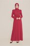 Embroidered Belted Watermelon Sleeve Dress 40586 - 2