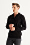 Men's Black Non-Pilling Anti Pilling Fabric Standard Fit Normal Cut Polo Neck Knitwear Sweater - 8