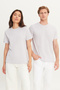 Men's Lilac Slim Fit Slim Fit 100% Cotton Crew Neck Basic T-Shirt - 2
