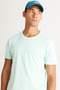 Men's Mint 100% Cotton Slim Fit Slim Fit Crew Neck Basic T-Shirt - 6