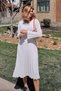 White Bodycon Corded Fabric Knitwear Midi Women's Dress Mg2691