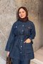Women's Pocket Detail Waist Tied Jeans Set Navy Blue - 5