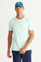 Men's Mint 100% Cotton Slim Fit Slim Fit Crew Neck Basic T-Shirt - 8