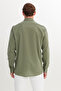 Men's Khaki Comfort Fit Relaxed Fit Hidden Button Collar 100% Cotton Flared Shirt - 5