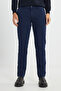 Men's Navy Blue Slim Fit Slim Fit Cotton Flexible Dobby Side Pocket Trousers
