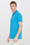 Men's Turquoise 100% Cotton Non-Curling Pique Polo Collar Slim Fit Slim Fit T-Shirt - 9