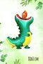 Green Dragon Foil Balloon 88cm Dinosaur Birthday Balloons - 2