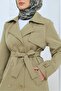 Buttoned Trench Coat with Chain Detail on the Sleeve Green - 5