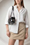 Women's Double Zippered Hand and Shoulder Bag with Internal Pocket Darvin Black - 3