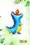 Blue Dragon Foil Balloon 88cm Dinosaur Birthday Balloons - 3