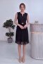 Women's Black Pleated Belted Midi Length Evening Dress - 7