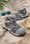 Boy's Gray Velcro Sports Summer Sandals Breathable Mesh Fabric Non-Slip Sole Casual Shoes