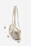 Women's Double Zippered Hand and Shoulder Bag with Internal Pocket Darvin Ecru - 8