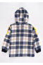 Boy's Half-Zip Hooded Blue Plaid Lumberjack Shirt - 4