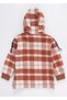 Boy's Half-Zip Hooded Tile Plaid Lumberjack Shirt - 4