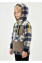 Boy's Half-Zip Hooded Blue Plaid Lumberjack Shirt - 2