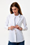 White Long Sleeve Women's Linen Shirt - 3