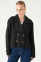 Black Buttoned Short Trench Coat 251830 - 6