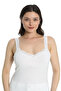 Women's Cotton Stretch Fabric Lace Detailed Thin Strap Stylish Undershirt - White 3099 - 3