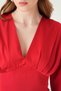 Red V-Neck Long Sleeve Blouse 242218 - 4