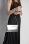 Women's Gold Chain Magnet Closure Evening Dress Clutch & Portfolio Hand and Shoulder Bag Noreva Silver - 5