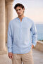 Lightweight and Breathable Men's Muslin Half Placket Court Collar Oversize Shirt - Ice Blue - 6
