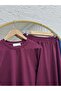Darinka Front-Gazi Stitched Skirt Suit-Nl673 Plum - 3