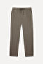 Men's Gray Straight Fit Tie-Waist Trousers - 4