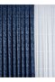 Navy Blue Modern Soft Draped Jacquard Background Curtain Extrafoiled Frozen Navy Blue Defne - 6