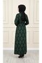 Duru Dress Khaki Karin Fabric Diamond Pattern Dress with Button Detail and Belt - 4