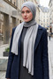 Women's Hijab Luxury Combed Cotton Shawl – Non-Slip, Soft, All-Season Use Shawl Gray - 2