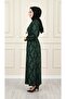 Duru Dress Khaki Karin Fabric Diamond Pattern Dress with Button Detail and Belt - 2