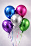 Gemar,Balon Mixed Color Chrome Balloons 25Pcs. Blue, Fuchsia, Gray, Purple, Green.