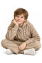 Light Brown Cardigan with Letter Pattern on It, Zipper Closure and Pockets for Boys/Girls. - 3