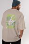 Zoro-One Piece (2) Anime Back Printed Beige Oversize T-Shirt 100% Cotton Men Women - 7
