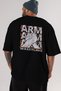 Arm Wrestling Back Printed Black Oversize T-shirt Unisex Men's Women's Crew Neck - 2