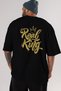 Real King Printed Back Printed Black Oversize T-shirt Men's Women's Crew Neck - 3