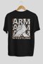 Arm Wrestling Back Printed Black Oversize T-shirt Unisex Men's Women's Crew Neck