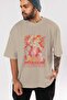 MONKEY D. LUFFY (3) Anime Front Printed Beige Oversized t-shirt Men Women - 5