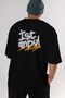 Istanbul Lettered Back Printed Black Oversize T-shirt Men's Women's Crew Neck - 4