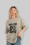 Vader Kenobi Printed Beige Oversize Cotton T-Shirt - Crew Neck Men Women - 4