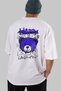 Happy Bear Back Printed White Oversize T-shirt Unisex Men's Women's Crew Neck - 6