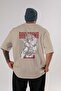 Baki Hanma Anime Back Printed Beige Oversize T-Shirt 100% Cotton Men Women
